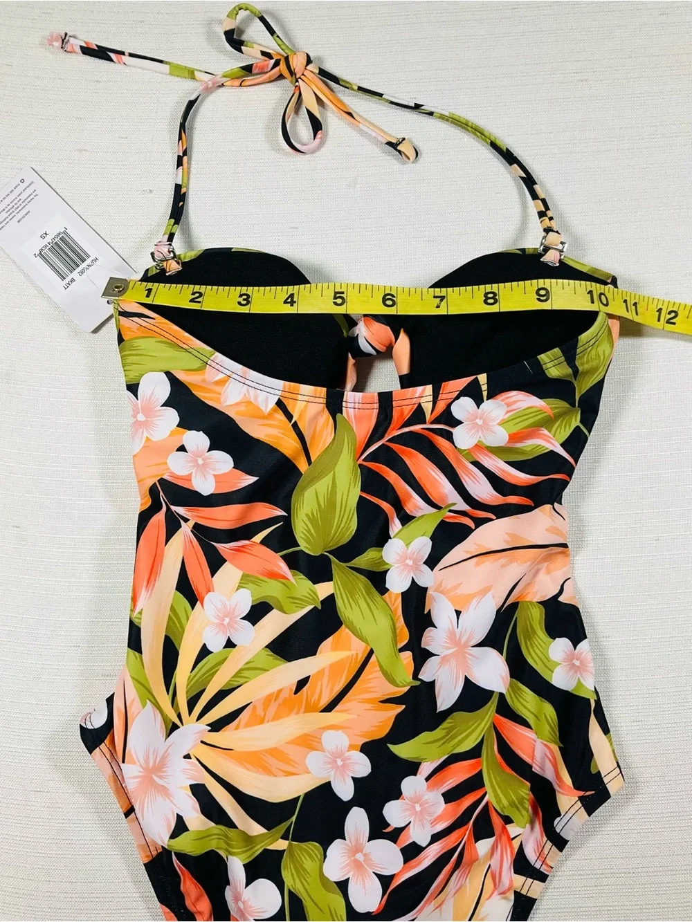NWT HURLEY Women’s Black Hawaiian Tropical Floral High Waist One-Piece Swimsuit
